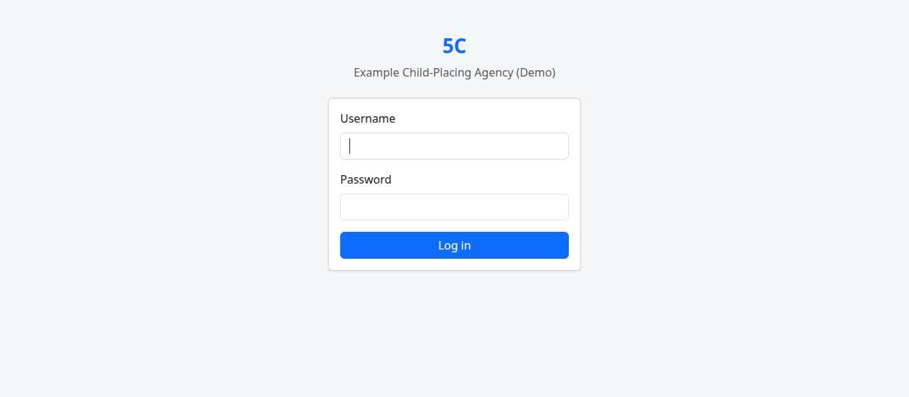 The 5C login page